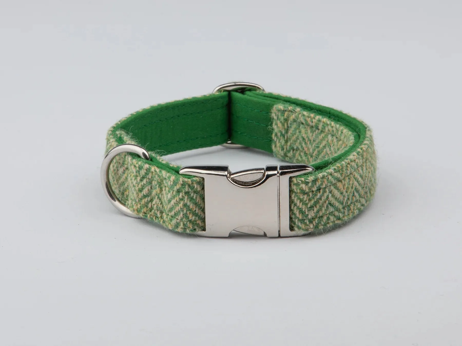 Harris Tweed Green Herringbone Luxury Dog Collar
