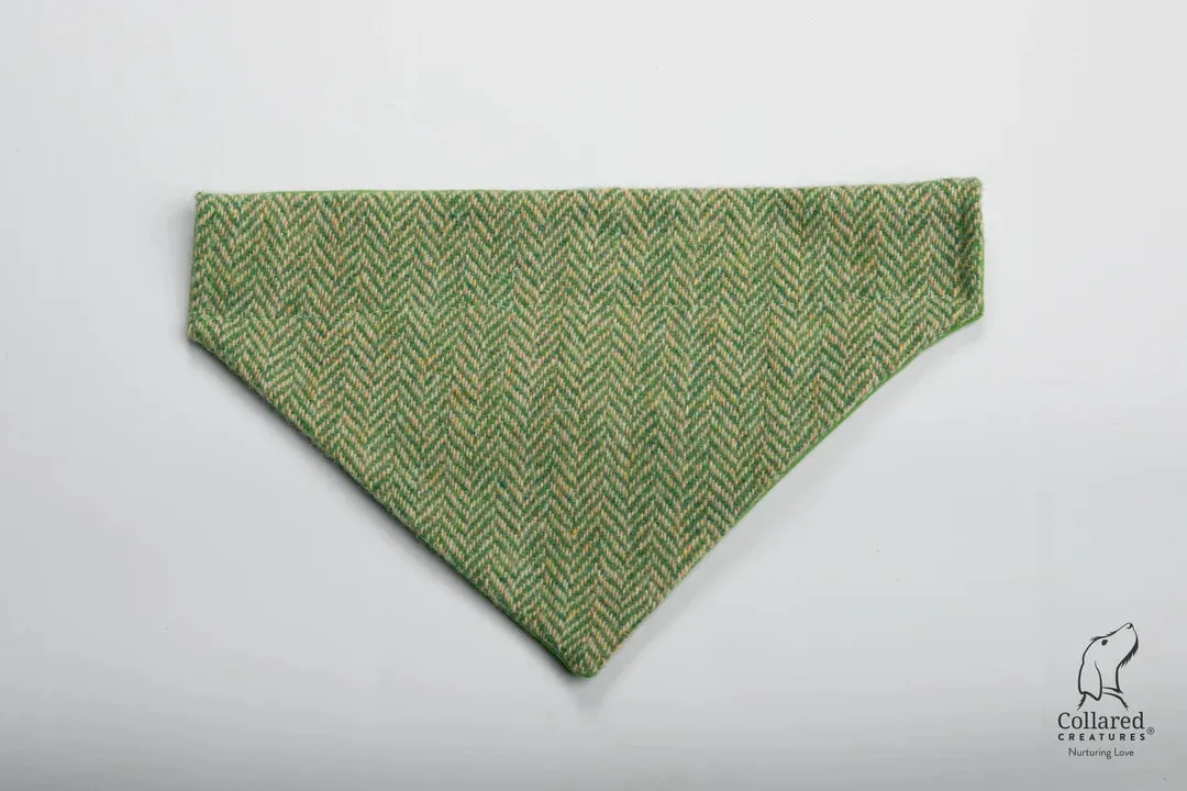 Harris Tweed Green Herringbone Luxury Dog Collar