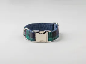 Harris Tweed Luxury Clasp Dog Collar Baird Modern Tartan
