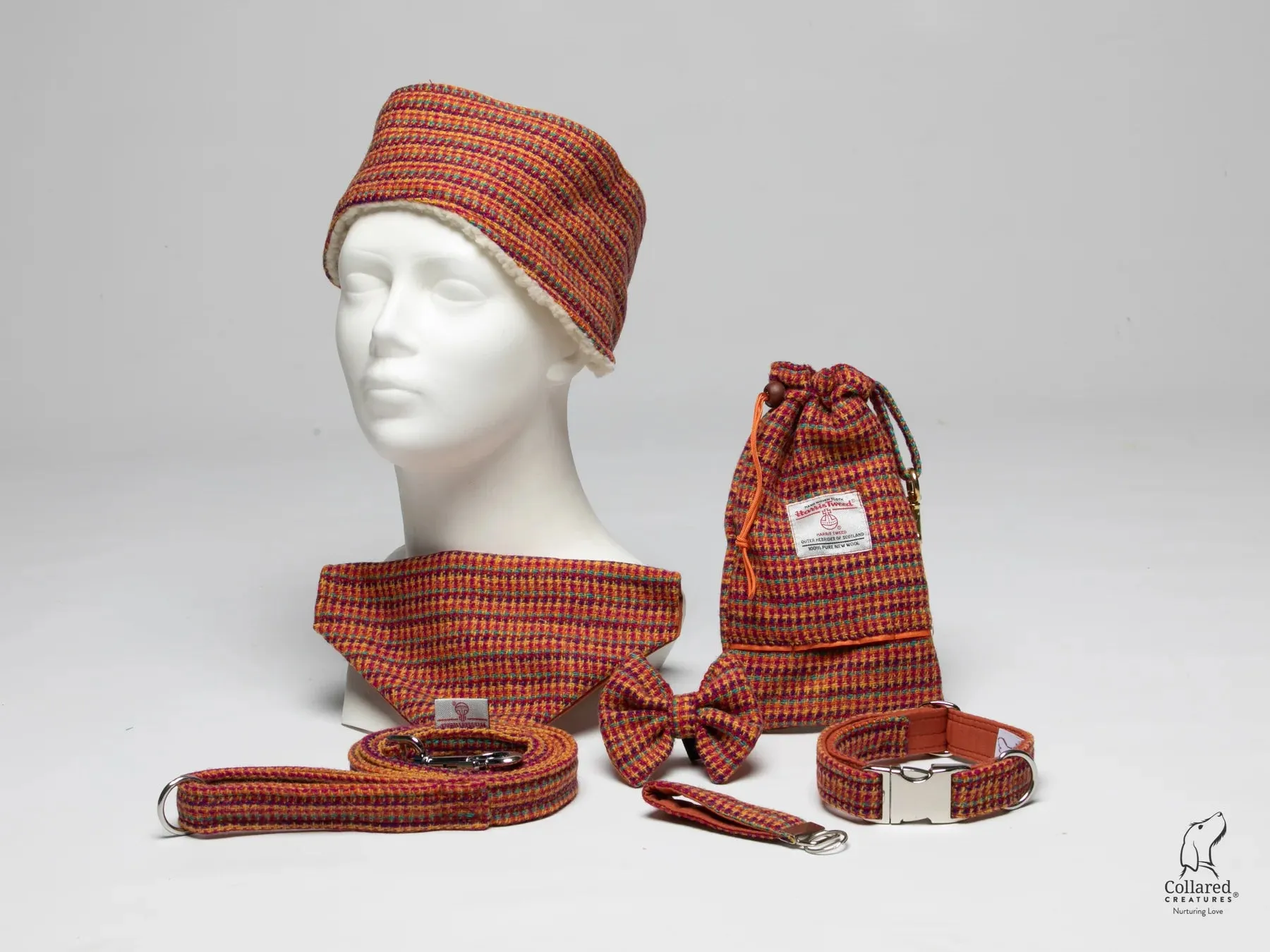 Harris Tweed  Luxury Clasp Dog Collar Bright and Bold Check