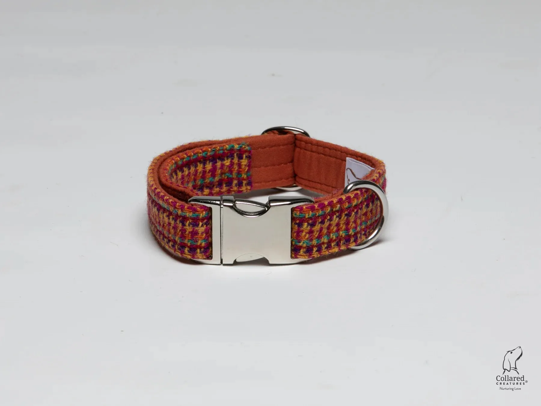 Harris Tweed  Luxury Clasp Dog Collar Bright and Bold Check