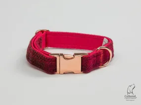 Harris Tweed Luxury Dog Collar Deep Fuchsia Check