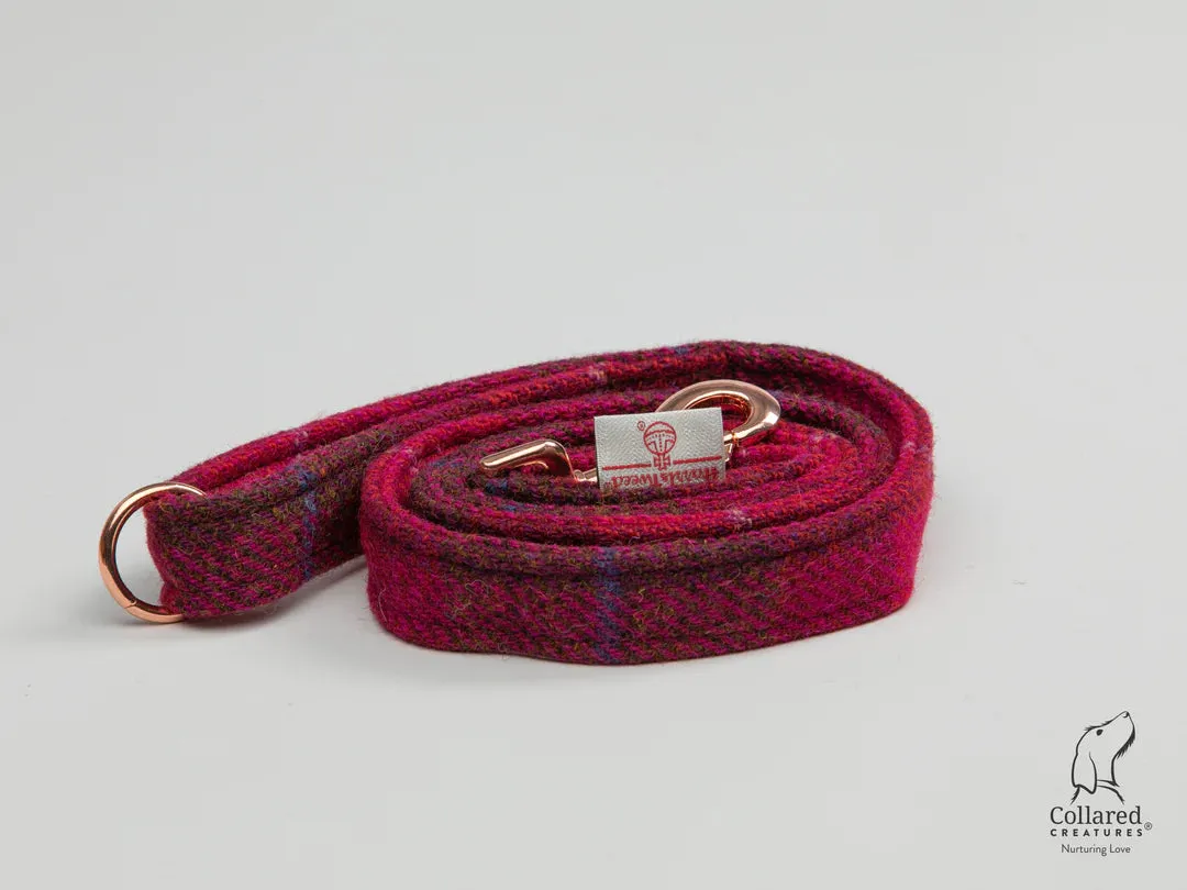 Harris Tweed Luxury Dog Collar Deep Fuchsia Check