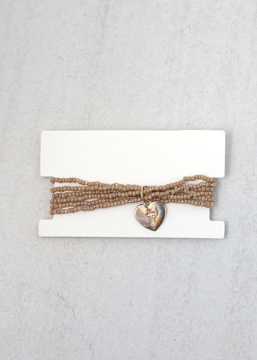 Heart & Cross Beaded Bracelet