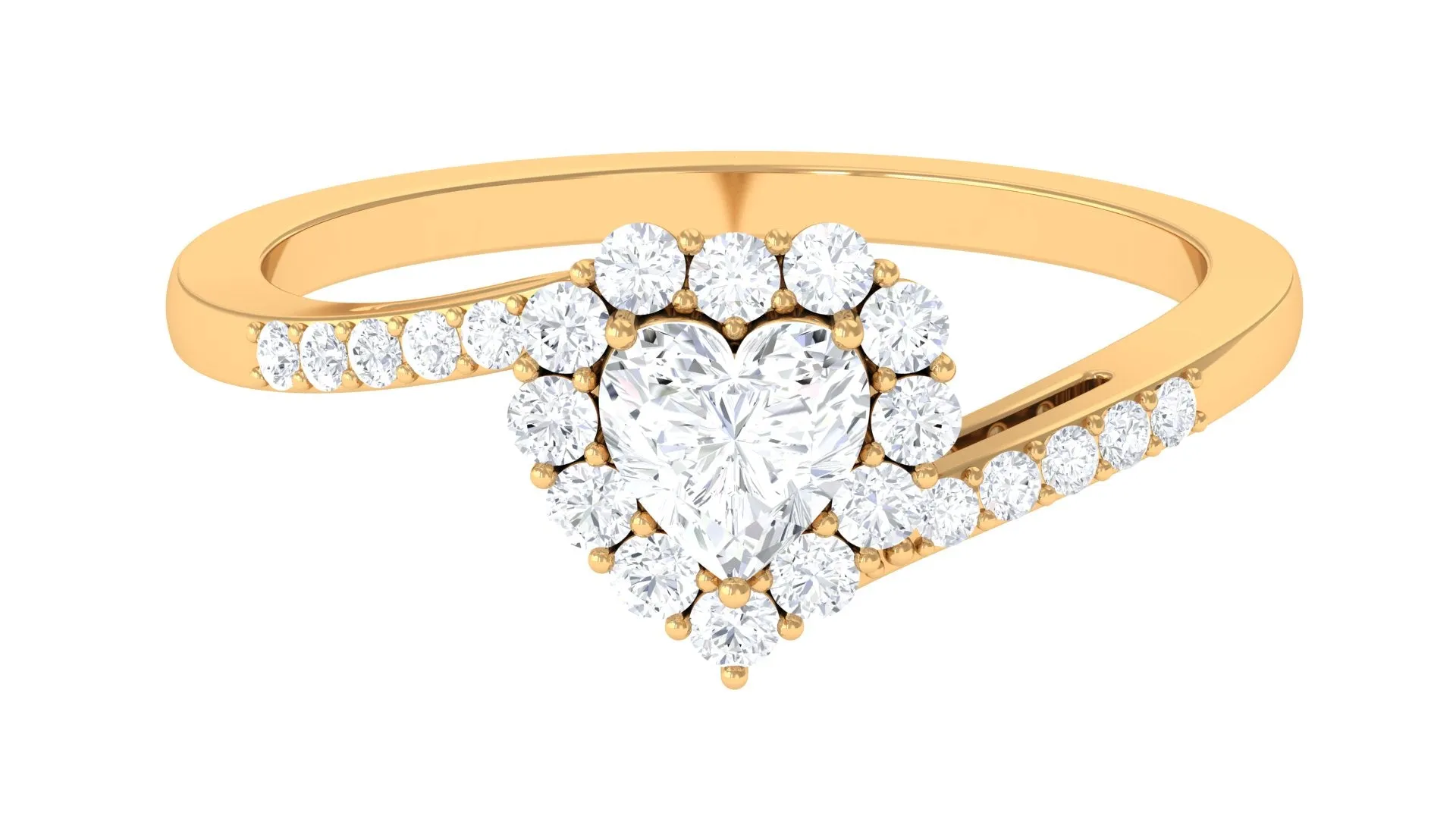 Heart Shape Cubic Zirconia Bypass Promise Ring