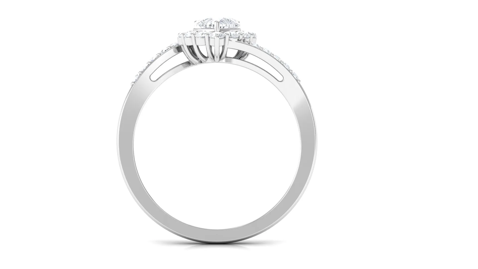 Heart Shape Cubic Zirconia Bypass Promise Ring