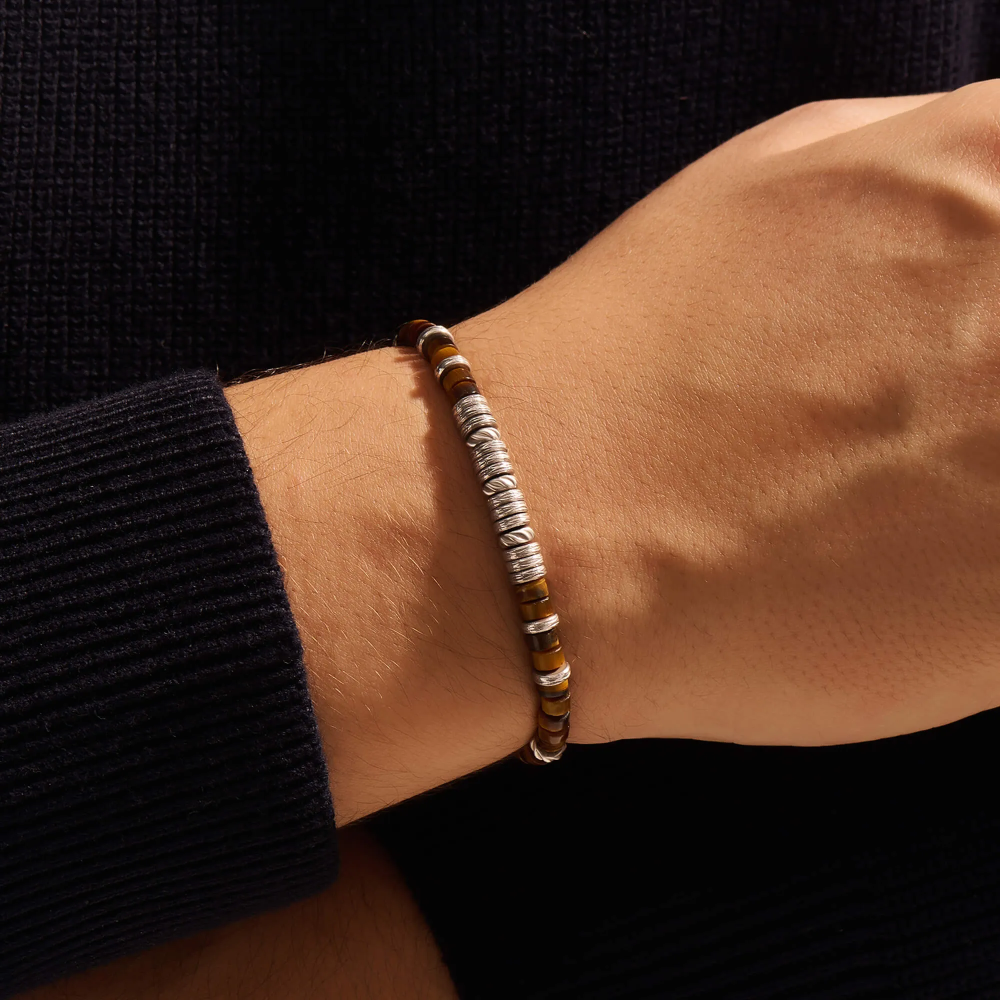 Heishi Beaded Bracelet - Solid Silver
