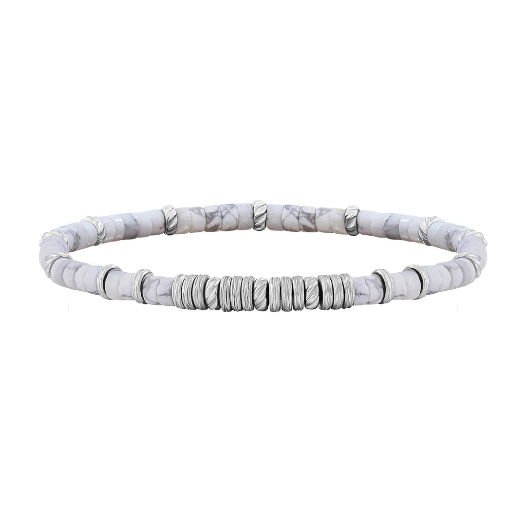Heishi Beaded Bracelet - Solid Silver