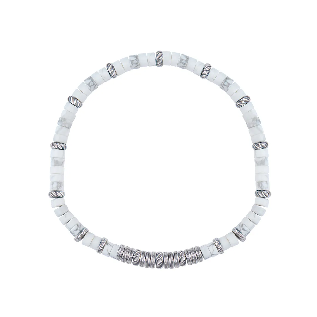 Heishi Beaded Bracelet - Solid Silver