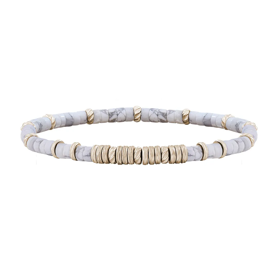 Heishi Beaded Bracelet - Solid Silver