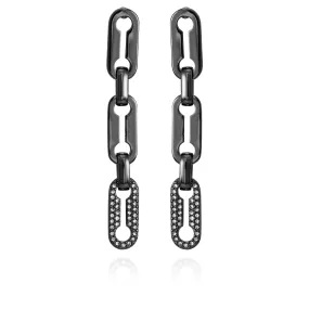 Hematite Link Dangle Drop Earrings