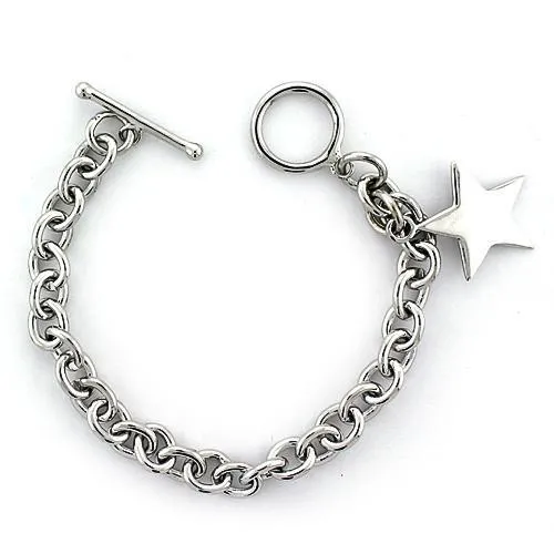 High-Polished 925 Sterling Silver Bracelet with No Stone for Women Style LOAS796