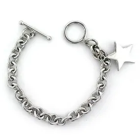 High-Polished 925 Sterling Silver Bracelet with No Stone for Women Style LOAS796