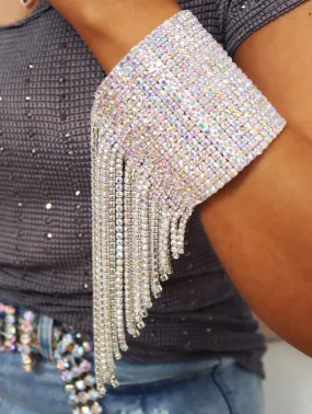 High Shine AB Crystal Tassel Cuff Bracelet
