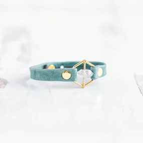 Honeycomb Bracelet - Gold & Sky Blue - Herkimer Diamond
