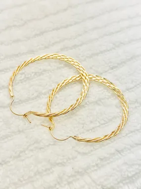 Hoop earrings, woven style, medium size, 14k GF, DE-654 MED