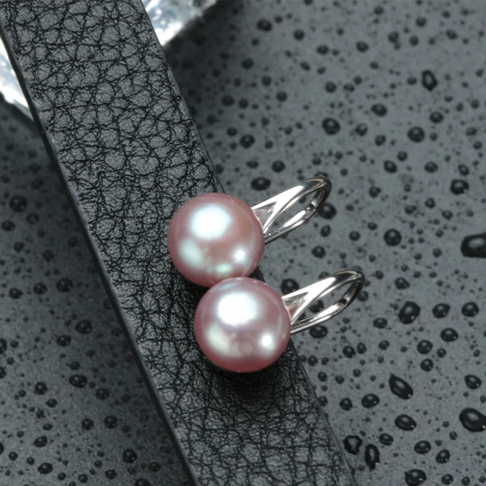 Hot selling stud earrings for women 9-9.5mm big Natural pearl jewelry 925 sterling silver jewelry