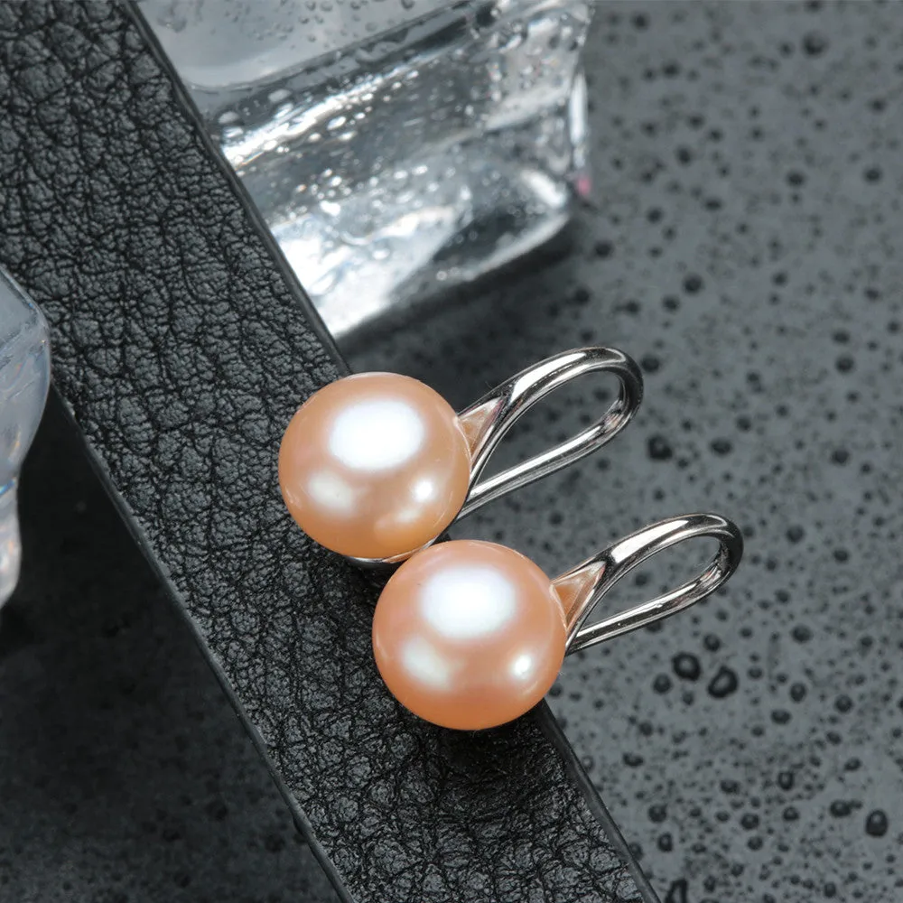 Hot selling stud earrings for women 9-9.5mm big Natural pearl jewelry 925 sterling silver jewelry