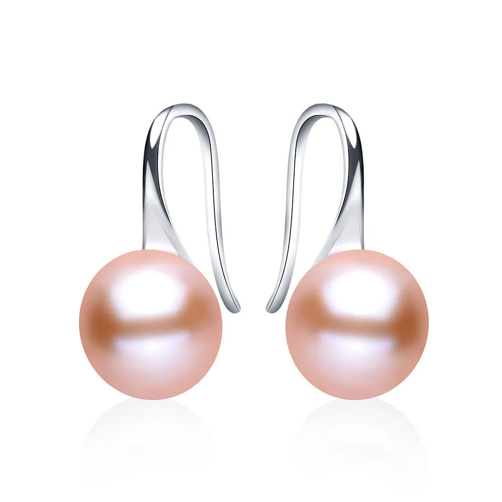Hot selling stud earrings for women 9-9.5mm big Natural pearl jewelry 925 sterling silver jewelry