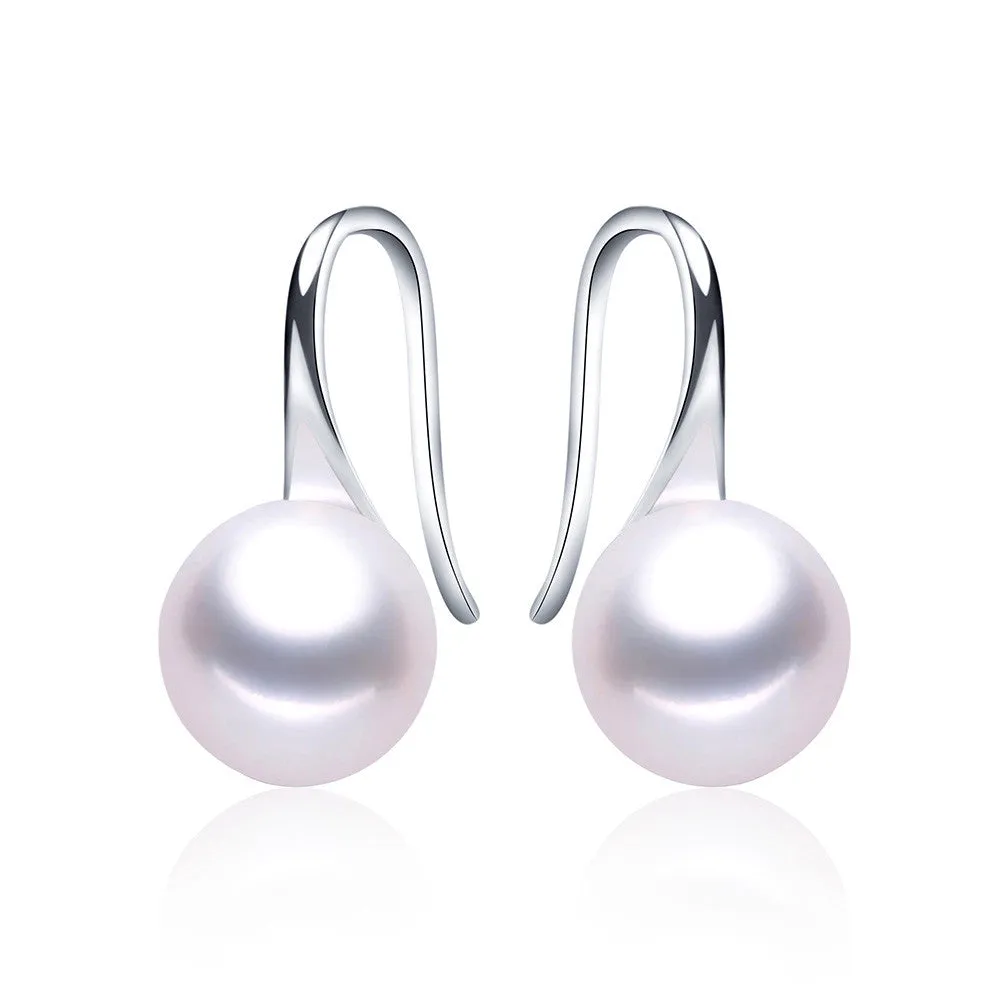 Hot selling stud earrings for women 9-9.5mm big Natural pearl jewelry 925 sterling silver jewelry