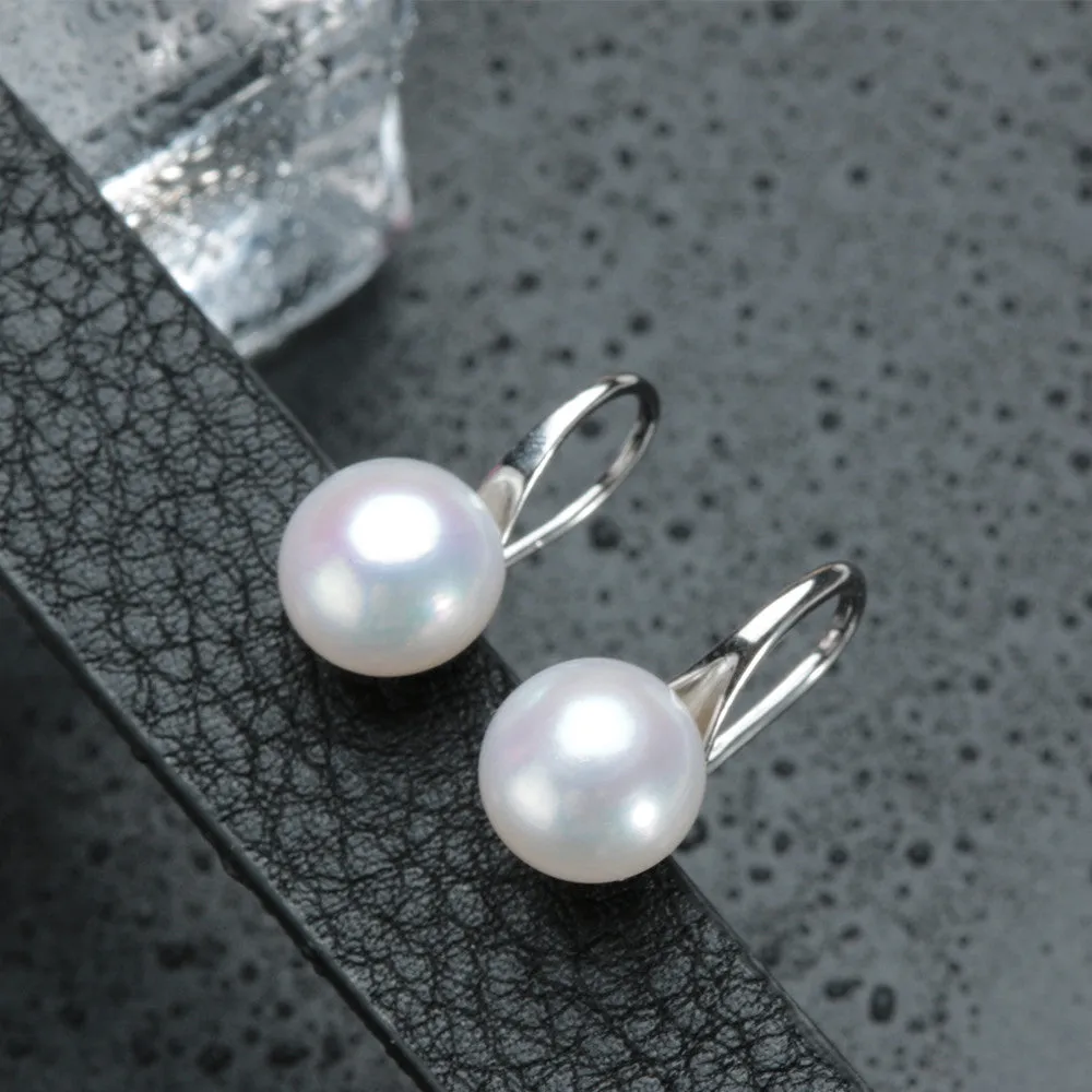 Hot selling stud earrings for women 9-9.5mm big Natural pearl jewelry 925 sterling silver jewelry