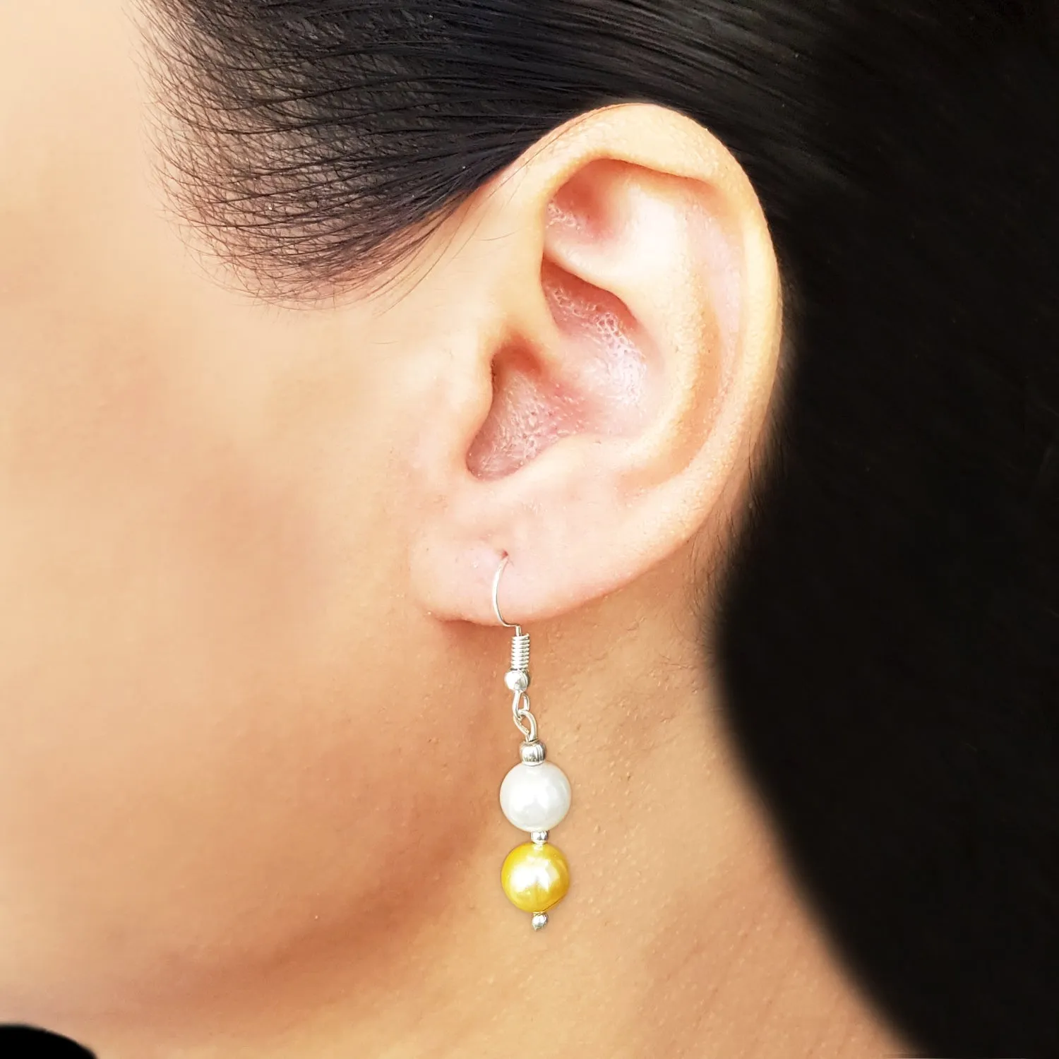 Imeora Golden White 8mm Shell Pearl Earrings