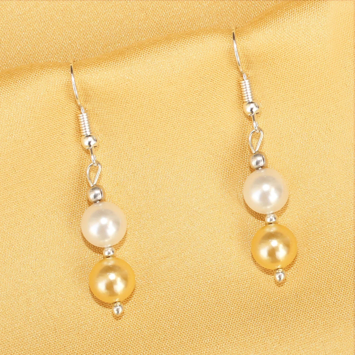 Imeora Golden White 8mm Shell Pearl Earrings