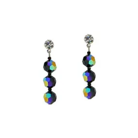 Iridescent Black Beaded Earrings