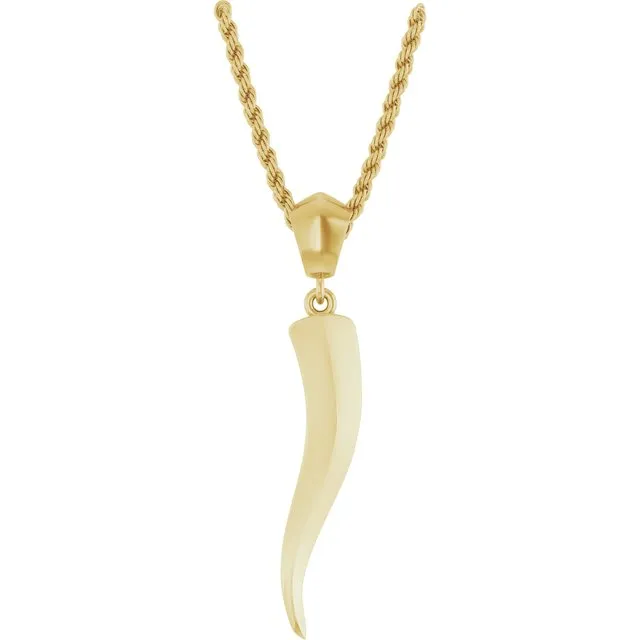 Italian Horn Necklace in 14K Yellow Gold