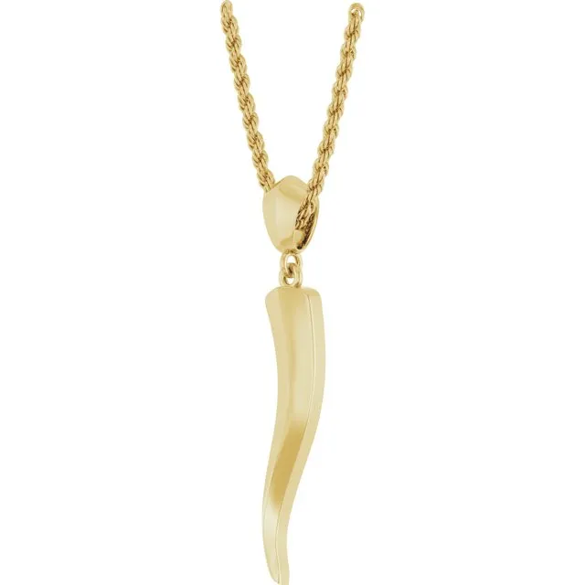 Italian Horn Necklace in 14K Yellow Gold