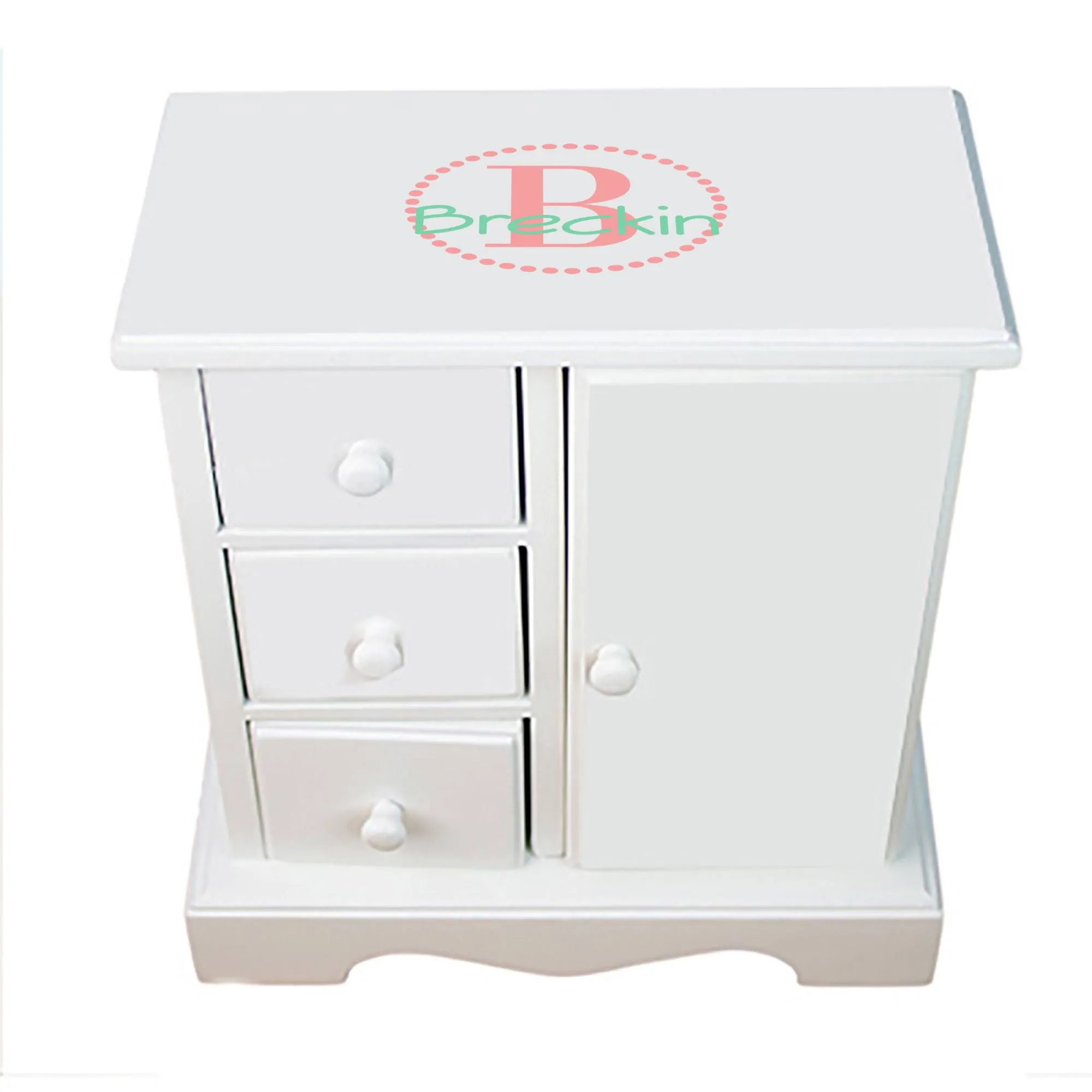 Jewelry Armoire - Coral Circle Monogram