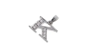 'K' Initial Pendant 18ct White Gold Cubic Zirconia (1.1g) P-5571