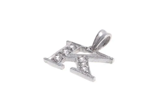 'K' Initial Pendant 18ct White Gold Cubic Zirconia (1.1g) P-5571