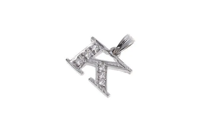 'K' Initial Pendant 18ct White Gold Cubic Zirconia (1.1g) P-5571