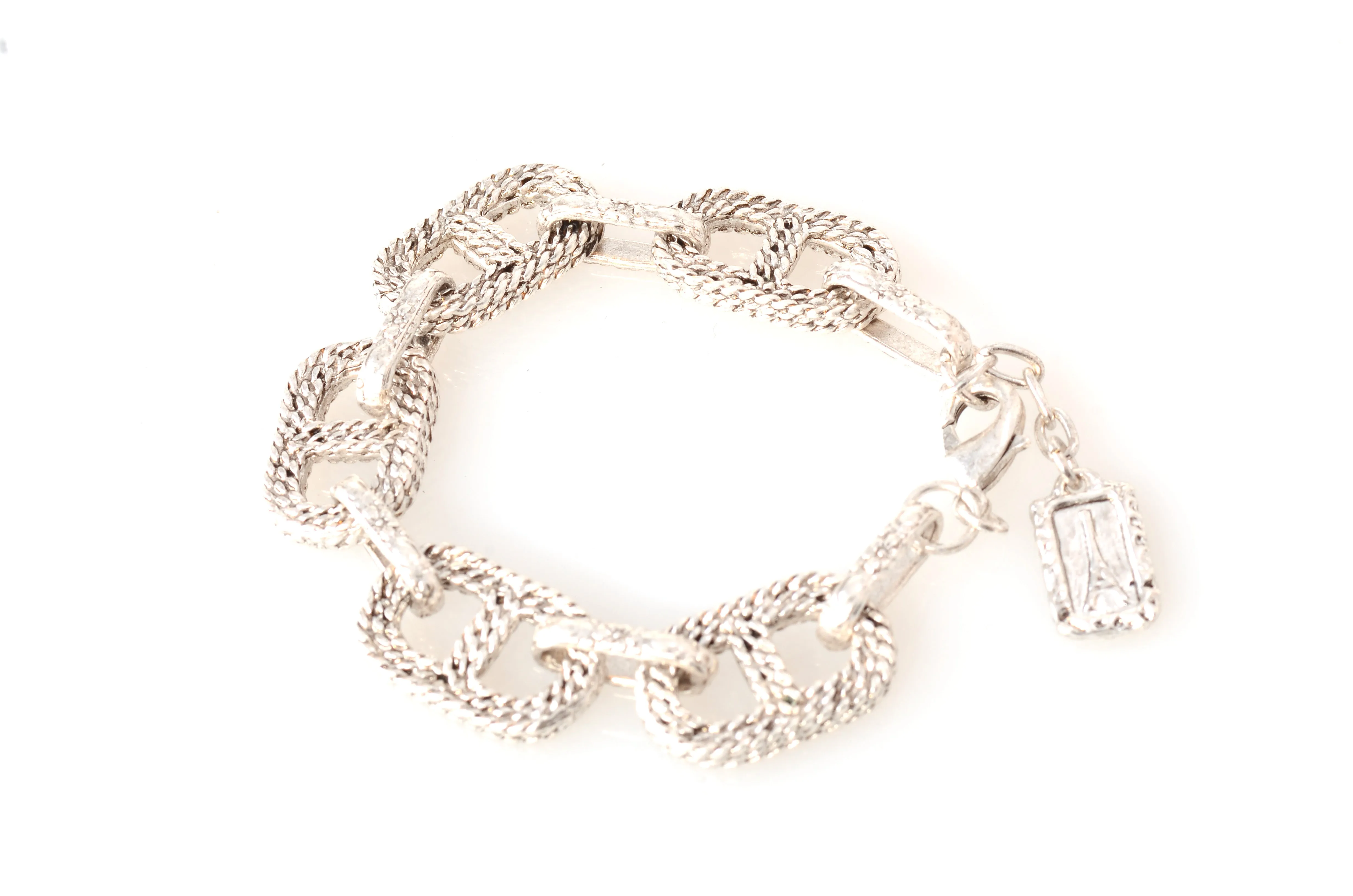 Karine Sultan Rope Design Intricate Link Bracelet - Antique Silver