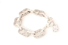 Karine Sultan Rope Design Intricate Link Bracelet - Antique Silver