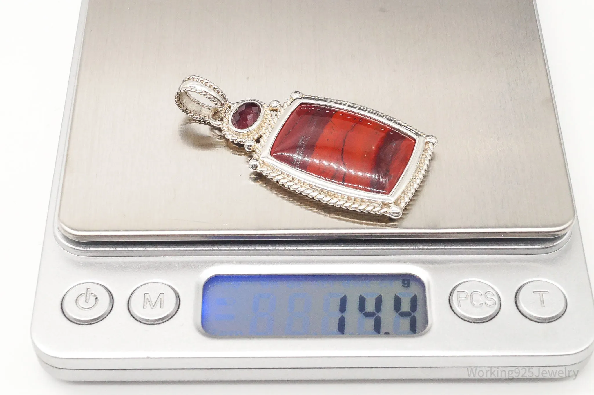 Large Designer Whitney Kelly Red Jasper Garnet Sterling Silver Pendant