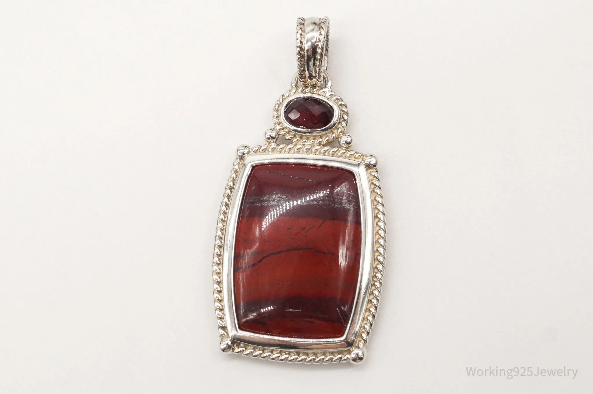 Large Designer Whitney Kelly Red Jasper Garnet Sterling Silver Pendant