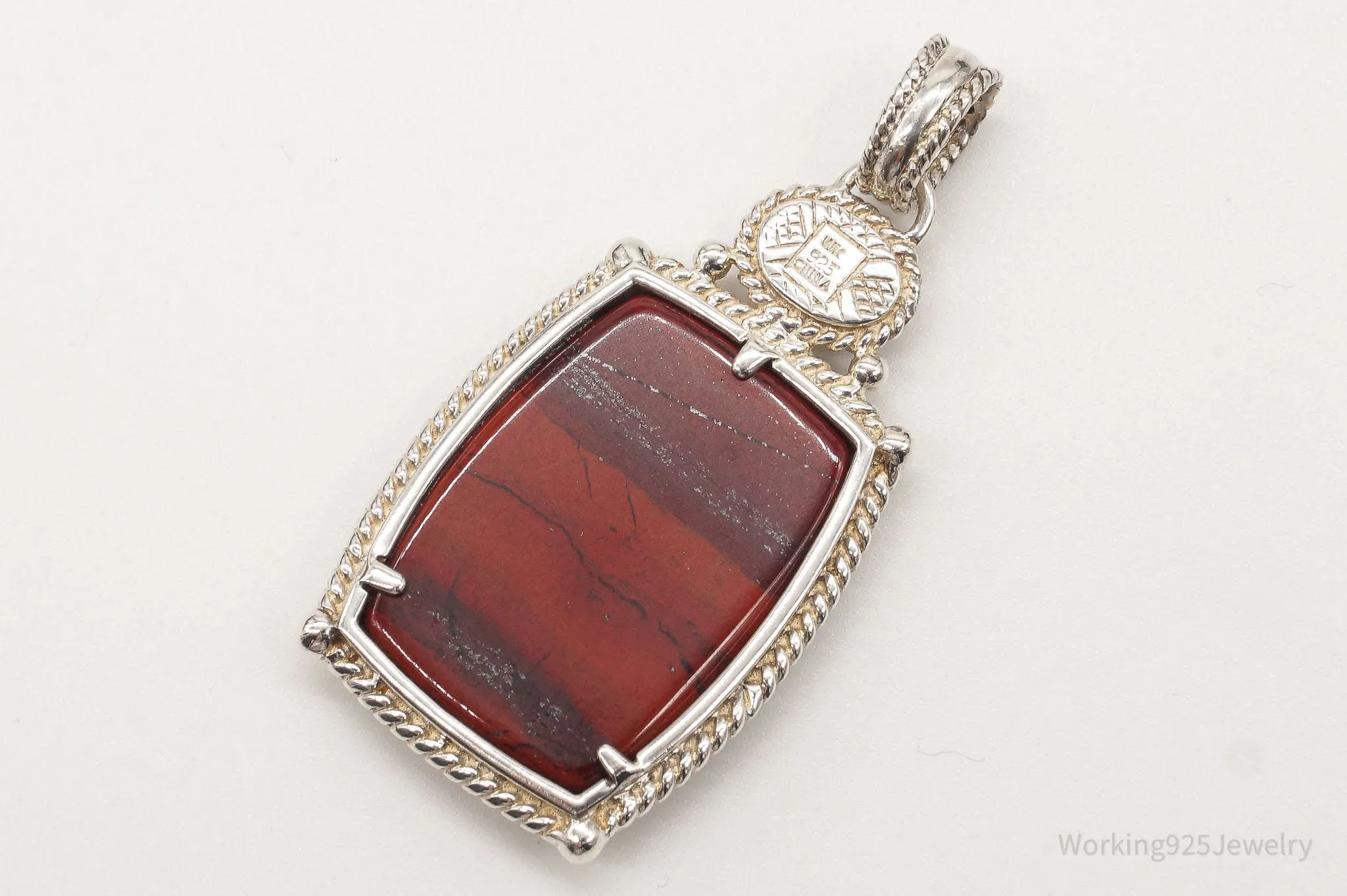 Large Designer Whitney Kelly Red Jasper Garnet Sterling Silver Pendant