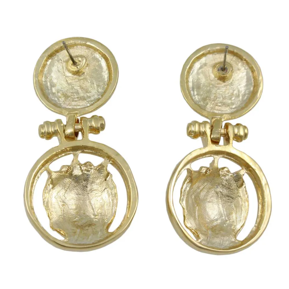 Large White Pearl with Lion Head Doorknocker Earring - PE550