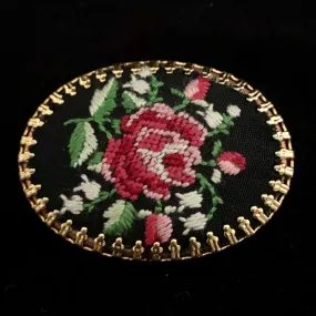 Late 70s/ Early 80s Petit Point Embroidered Brooch