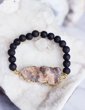 LAVA BEADS/ QUARTZ BRACELET- 0705