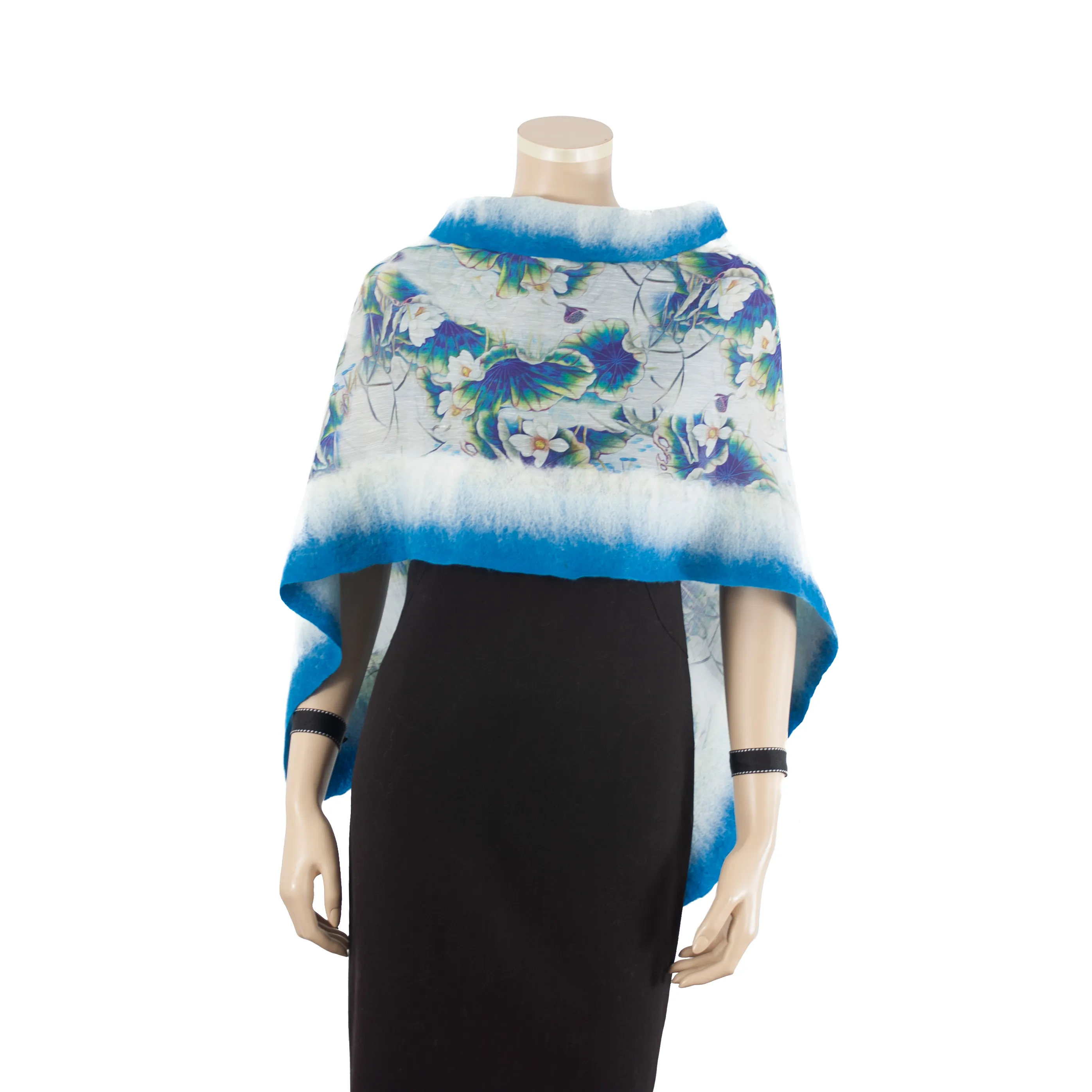 Linked  azure white scarf #140-1