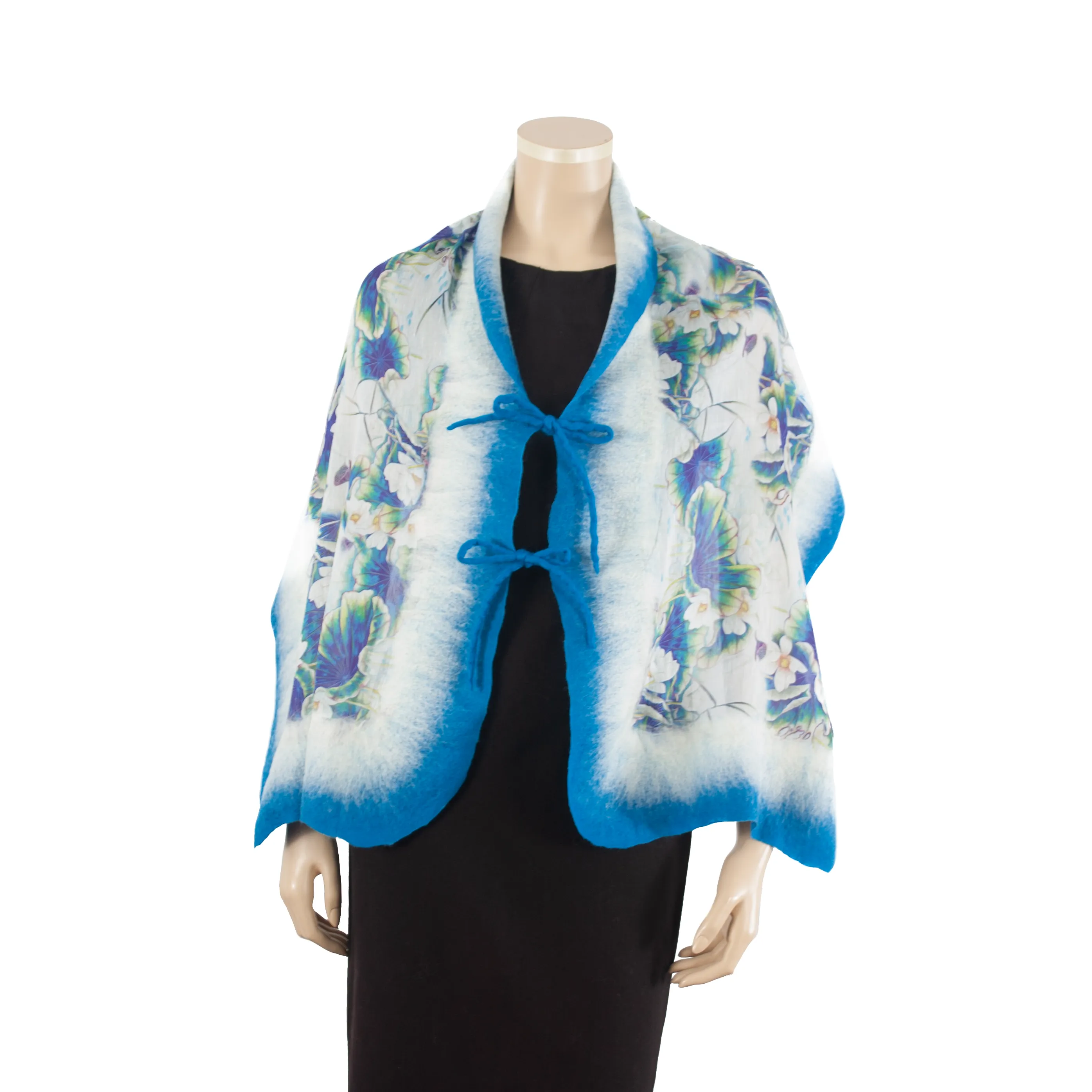 Linked  azure white scarf #140-1