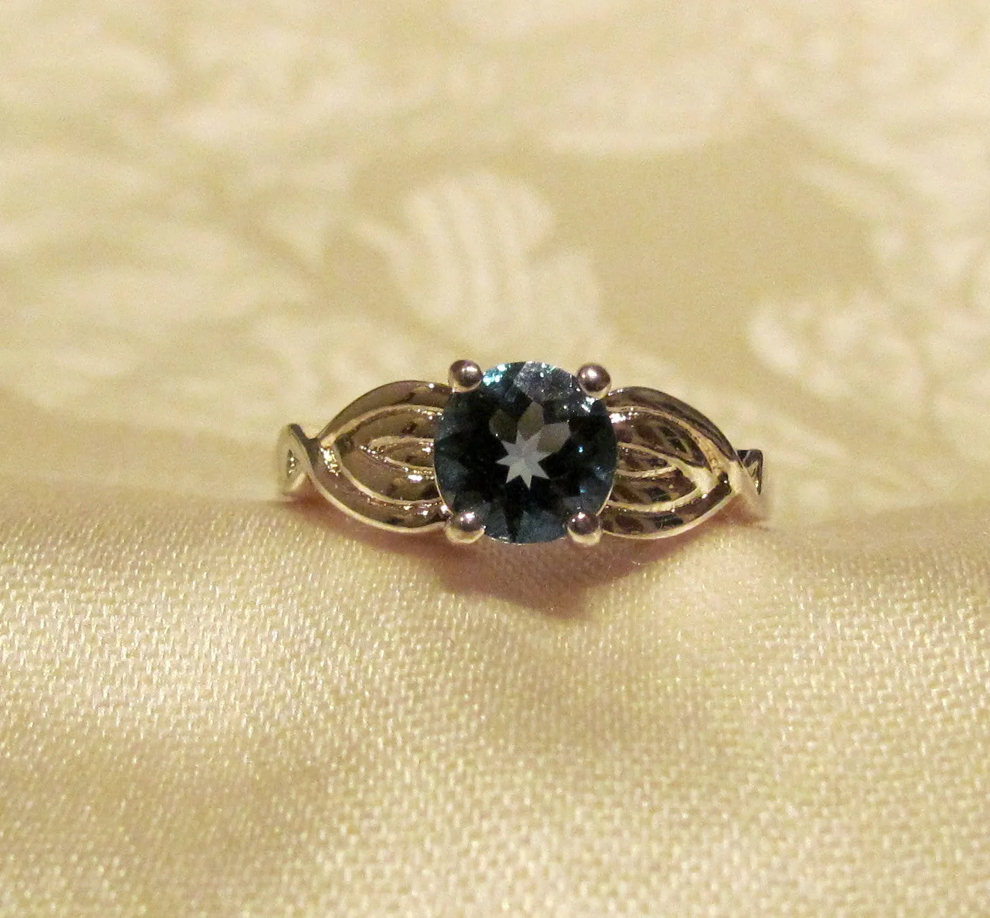 London Blue Topaz Sterling Silver 1.75 Carat Round Cut Ring  Size 8