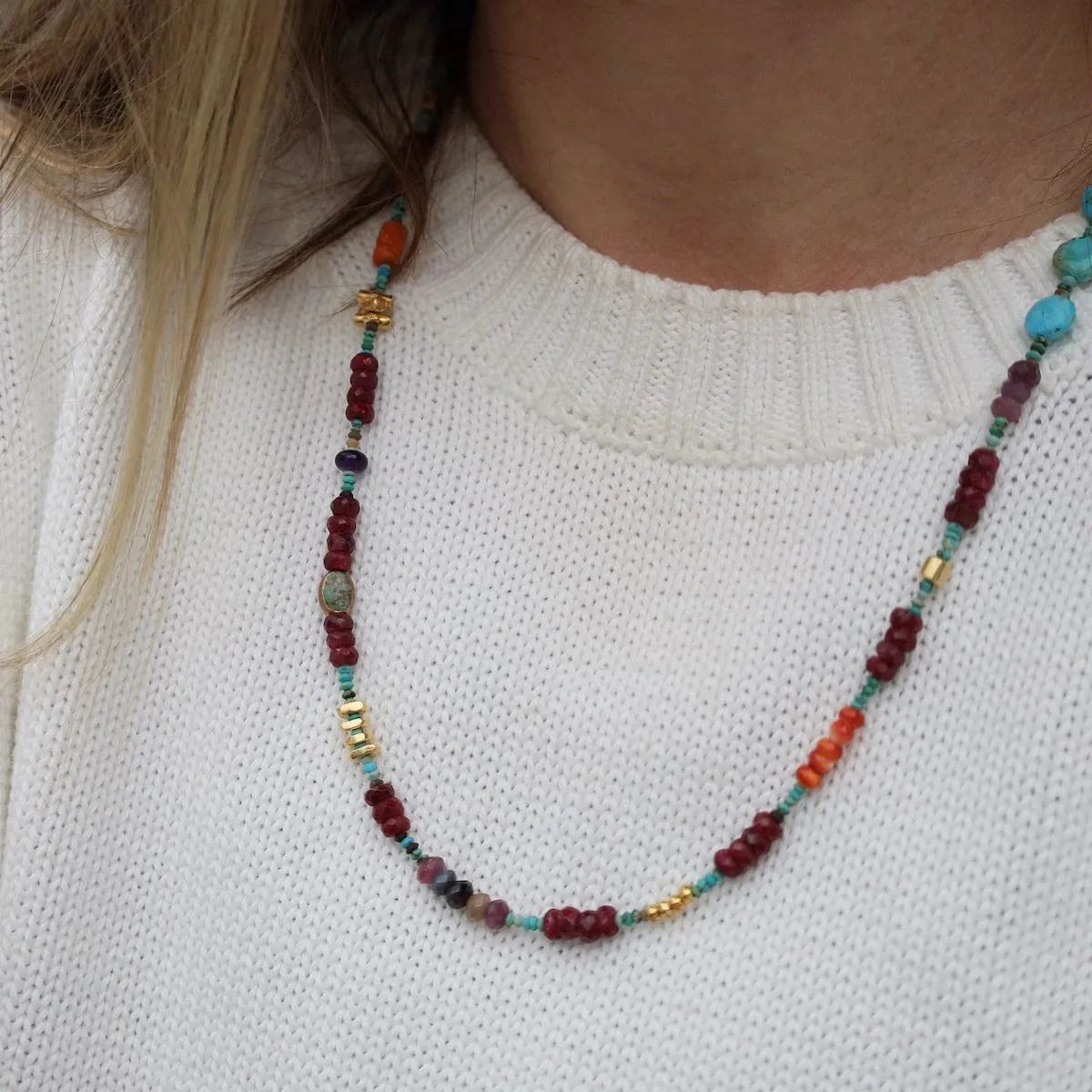 Long Ruby Circus Train Necklace