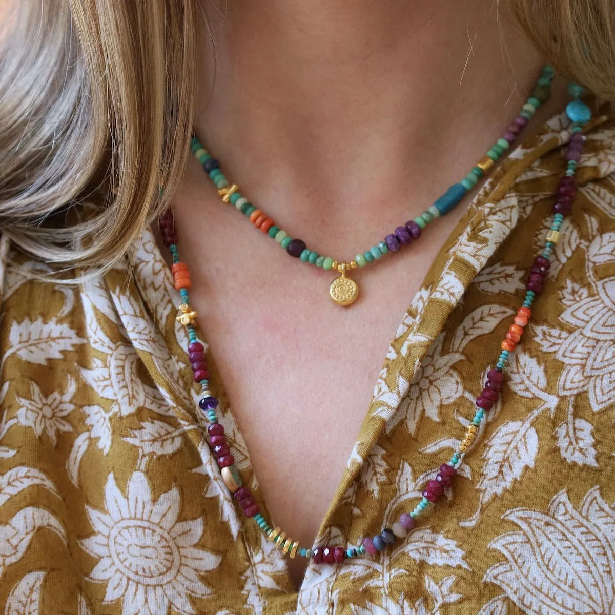Long Ruby Circus Train Necklace