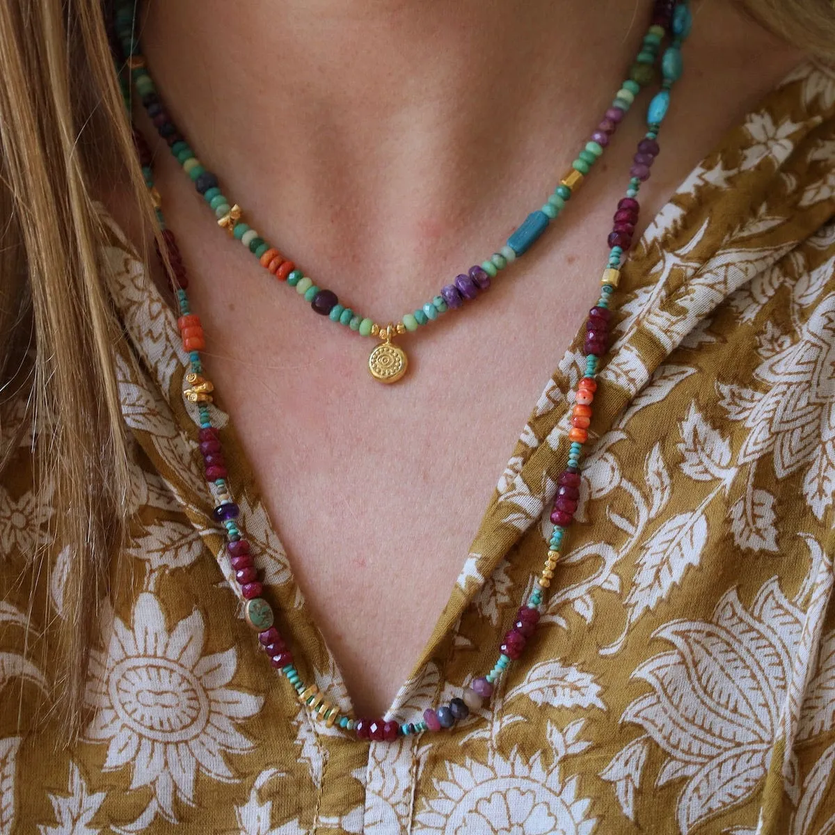 Long Ruby Circus Train Necklace