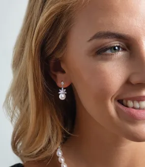 Lotus Pearl Drop Earrings
