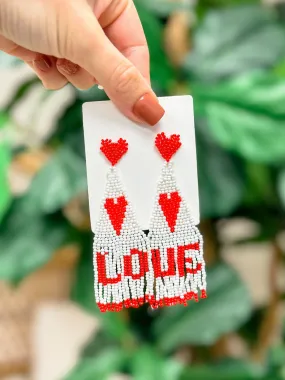 'LOVE' Fringe Dangle Earrings